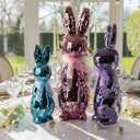 Lanpn 3PCS Mosaic Glass Bunny Easter Decorations, Decorative Disco Rabbit Sculptures for Easter Centerpieces, Spring Tabletop & Shelf Decor, Home Decoration Seasonal Gift (Pink, Purple, Blue)