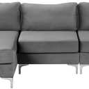 Divano Roma Furniture Modern Velvet L-Shape Sectional Sofa, with Extra Wide Chaise Lounge Couch, Grey