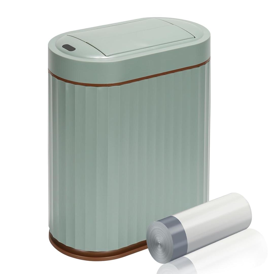 ELPHECO Bathroom Trash Can with Lid Butterfly, Motion Sensor Trash Can Bathroom Decor Automatic Garbage Can Wastebasket Bathroom Accessories, Kitchen, Living Room, Office, Sage Green