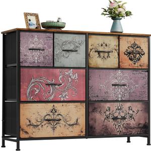 WLIVE Dresser for Bedroom with 8 Drawers, Wide Fabric Dresser for Storage and Organization, Bedroom Dressers, Chest of Drawers for Living Room, Closet, Hallway, Pattern