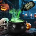 Cauldron Halloween Decor Indoor, Halloween Cauldron Decorations with Magic Floating Potion Bottles & Diffuser, Black Plastic Witches Cauldron Bowl Hocus Pocus Decor for Home Table Mantel Kitchen Room