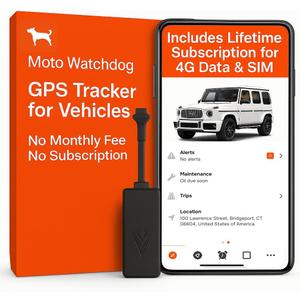 Wired GPS Tracker for Vehicles, No Monthly Fee, No Subscription, 4G SIM and Data Included, Business Fleets, Quick Install, Speeding Alerts, Mileage Tracking, Trip History, USA Developed, Moto Watchdog