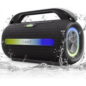 havit 120W Loud Bluetooth Speaker with Deep Bass, IPX6 Waterproof Outdoor Party Speaker, RGB Lights, 12H Playtime, TWS Pairing, Portable Speaker for Beach, Camping, Backyard