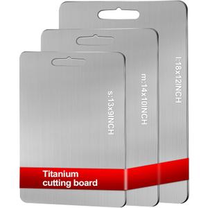 2026 New 100% Titanium Cutting Boards for Kitchen Dishwasher Safe, Double Sided Cutting Boards for Kitchen, Pure Titanium Cutting Board Set of 3 (S+M+L) (Titanium)