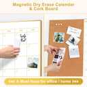 ARCOBIS Whiteboard Calendar with Cork Board, 36"x24" Magnetic White Board Calendar Dry Erase for Wall, Gold Frame Monthly Combination Board for Office, Home, School