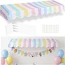Tallew Waterproof Circus Awning Decor Farmers Market Decoration Pastel White 3D Striped Carnival Tent Awning Hanging Decor Party Supplies for Theme Celebration Wall Props