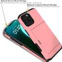 XHSY iPhone 16 Pro Max Case with Card Holder  Dual Layer Wallet Phone Case with Hidden Slot, Shockproof PC+TPU Protective Cover for Women & Men (Compatible with 6.9 inch) (Rose Gold)