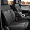 for Chevy Silverado & GMC Sierra Leather Seat Covers Crew Cab 1500 2014-2018, 2500HD 3500HD 2015-2019, Custom Truck Seat Cover Full Set, Protectors Accessories, Black (W/O Rear Cupholder)