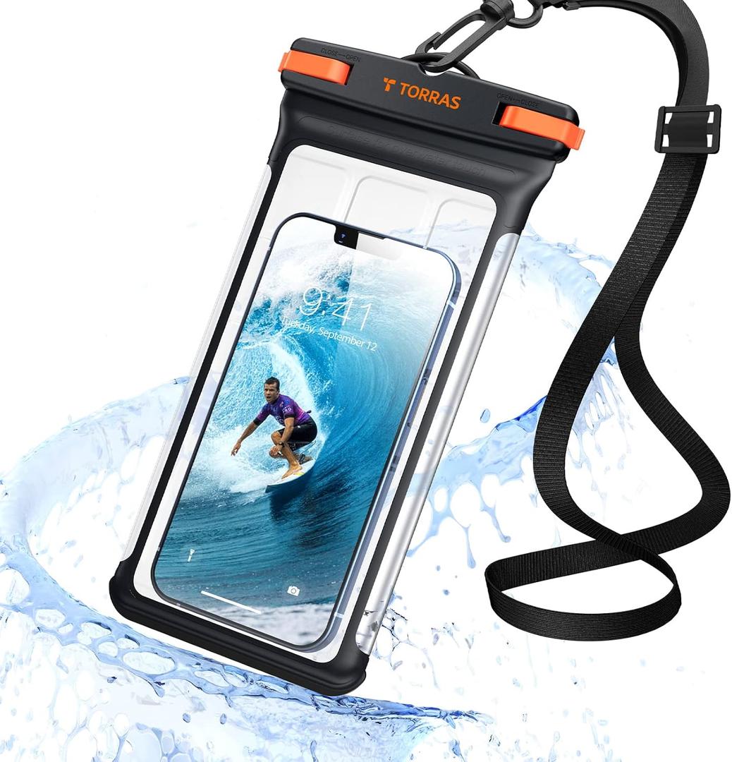 TORRAS Icecube Waterproof Phone Pouch [Underwater Screen Touchable] IPX8 Waterproof with Adjustable Lanyard Clear Phone Dry Bag for iPhone 16 Pro Max/15/14 Google 10 pro XL Samsung, 7.0''