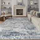 Blue Grey Area Rug 6x9 Abstract Living Room Kitchen Large Washable Carpet Neutral Modern Non Slip Indoor Accent Low Pile Distressed Throw Rug Dining Room Office Bedroom