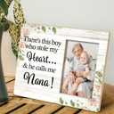 SRADMO Nana Picture Frame, Nana Frame, Pregnancy Announcements,Pregnancy Announcement For Grandparents,Grandma And Me Picture Frame,This Boy Calls Me Nana 10x8 Inch Wooden Tabletop Photo Frame (White)