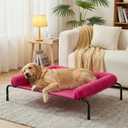 Cooling Elevated Dog Bed for Large Dogs, Portable Indoor & Outdoor Raised Dog Bed with Breathable Mesh, Chew Proof Pet Hammock Cots with Removable and Waterproof Bolsters, 48.0"L x 35.0"W x 8.0"Th Rose Pink