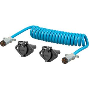 CURT 57286 8-Foot Flat Towing 6-Way Round Motorhome to Dinghy Vehicle Wiring Adapter Extension Harness and Sockets