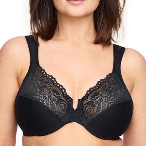 Glamorise Women's Plus Size Low Cut Wonderwire Lace Bra Underwire #1240 Size 36C