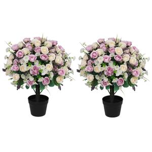 Aoutyers 24" Artificial Potted Flowers for Outdoors, Silk Rose Faux Plants