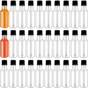 Mini Liquor Bottles,30 Pack Spirit Bottles with Black Cap,1.7oz Plastic Alcohol Shot Bottles for Party Favors,Weddings