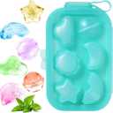 2 x 6-Piece Silicone Ice Cube Mold Set with Lid | Sphere, Sun, Cloud & Star Shapes | Leak-Proof & Dishwasher-Safe | Reusable Fun Ice Trays for Cocktails, Coffee, Kids Drinks (Blue-Green)