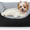 JOEJOY Rectangle Dog Bed for Large Medium Small Dogs - Washable Orthopedic Sofa Bed, Soft Breathable Puppy & Pet Cuddler, Durable Calming Dog Bed with Anti-Slip Bottom, Black Small