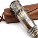 1920 Brass Maritime Vintage Telescope Handheld Pirate Spyglass with Authentic Pure Leather Case Nautical Monocular for Collectors, Hiking, Gift Dcor 15 Expandable