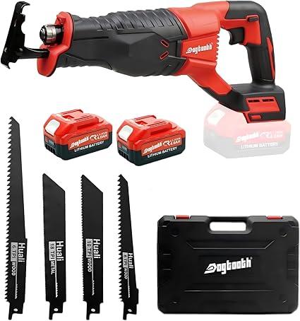 DOGTOOTH 21V MAX Cordless Reciprocating Saw Kit with 2 * 4.0 Ah Batteries for Wood & Metal Cutting, 3,000 Strokes Per Minute, Compatible with Makita 18V Battery include 4 Tool-Free Blades and Charger