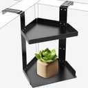 2 Layers Office Cubicle Shelf for Office Decor with Adjustable Hangers Corner Shelf for Cubicle Height Adjustable Cubicle Corner Shelf with Hooks