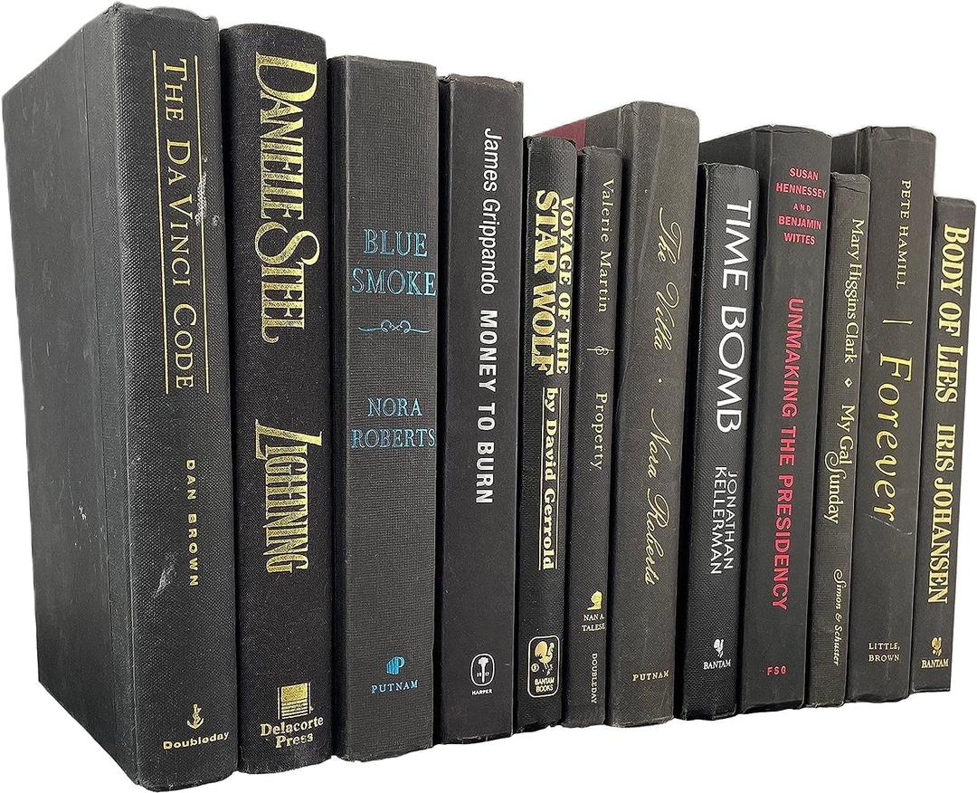 Modern Black Books by Color | Alston & Oak Real Hardback Books Home Decor | Bulk Bundle of Decorative Hardcovers for Bookshelf Interior Design of Homes, Offices, Weddings, or Set Props