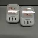 2 Pack European Plug Adapter USB C, TESSAN US to Europe Adapter 4 Outlets 3 USB Charger, Type C International Power Adaptor to Italy Spain France Portugal Iceland Germany, Europe Travel Essentials