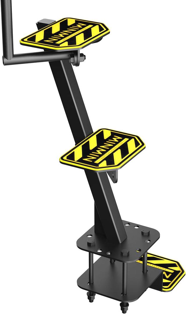 Heavy Duty Boat Trailer Tongue Steps,3-Step Boarding Ladder with Angled Safety Handle and Non-Skid EVA Mats - 500LB Capacity Rust Resistant for Deep V Bass Boats - Easy Install
