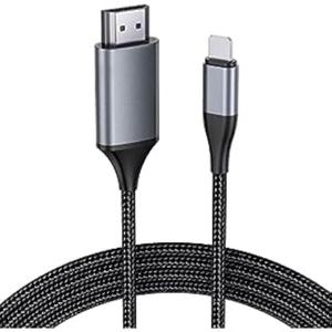 HDMI Cable for iPhone, Upgraded 1080P HDTV HDMI Cable Adapter Connector, Digital AV Video Sync Screen Compatible Converter for iPhone/i-Pad Devices, No Need Power Supply (6.6 ft, Grey)