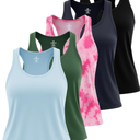 Real Essentials 5 Pack: Women's Racerback Tank Top Dry-Fit Athletic Performance Yoga Activewear, S