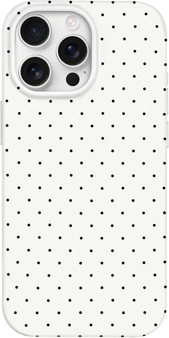 Hython for iPhone 13 Pro Case Cute Polka Dot Aesthetic Design Simple Cover 6.1", Thin Slim Anti-Scratch Soft TPU Bumper Shockproof Rubber Protective Phone Cases for Women Girls Girly Boys, White