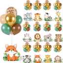 12 Sets Baby Shower Jungle Animals Balloon Stand Kit Safari Baby Shower Centerpiece Decoration with Balloon Wild Animals Decor for Boys Kids Nursery Wild Forest Theme Birthday Party Supplies