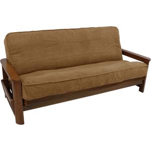 Blazing Needles Solid Microsuede Double Corded 8" to 9" Futon Cover, Full, Saddle Brown