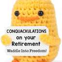 MBL Retirement Employee Appreciation Gifts - Conquackulations on Your Retirement Funny Crochet Duck Leaving Going Away Farewell Goodbye Present for Coworker Women Men Teacher Boss Lady Retirees Pack of 2