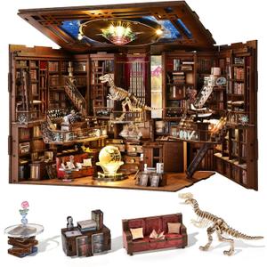 Book Nook Kit, DIY Miniature Dollhouse Booknook Kit with Led Light and Dust Cover (Beyond Library Max)