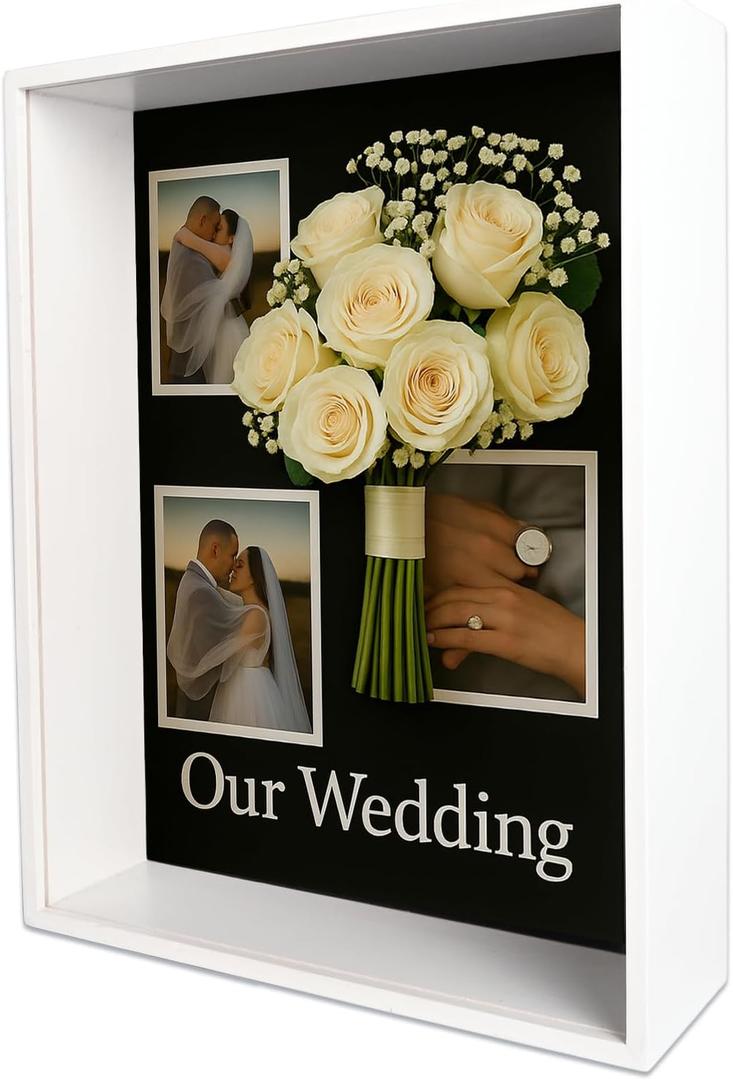 11.8x15.8x4 Shadow Box Frame Display Case with Glass Cover and Lining Extra Deep Large Picture Frame Memory Box for Wedding Bouquet Flowers Pet Memorial Collectibles and Memorabilia Display