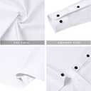 J.VER Men's Banded Collar Dress Shirt Mandarin Long Sleeve Button Down Shirts Stretch Collarless Tops with Pocket (White, L)