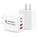 USB C Charger Block 40W, 2Pack 4-Port Type C Fast Charging Blocks PD USBC Plug Adapter + QC USB Wall Charger Cube Multiport Brick Compatible with iPhone 16 15 14 13 12 11 Pro Max XS, Samsung