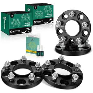 YHTAUTO 5x4.5 inch Hub Centric Wheel Spacers 15mm Fits Explorer 2020-2023, Mustang 2015-2023, Aviator 2020-2023, GT 2017-2020 5x114.3mm 5 Lug Tire Spacers w/ M14x1.5 Studs, 70.5mm Hub Bore 4PCS Black