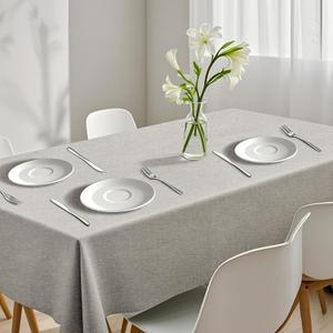 Rectangle Tablecloth Linen Texture Waterproof and Stain-Resistant Tablecloth, Kitchen Dining Table Decoration, 60 x 84 inch Fabric Natural Color (Nature)