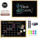 2-in-1 Double-Sided Magnetic Chalkboard 36"x24", Chalk Calendar Board & Large Blackboard for Kitchen & Home Decor, Schedule, Menu, Back-to-School Gift - Hanging Chalk Board with 2 Liquid Pens, Wood