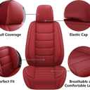 Full Coverage Faux Leather Car Seat Covers Full Set,Automotive Seat Covers for Cars,SUVs Pick-up Truck, Car Seat Cushion, Wine Red Seat Covers for 5 Seats