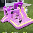 Outfunny Inflatable Bounce House, Kids Bouncy House for Girls 3-12 with Slide, Outdoor & Indoor, 450W Blower - Purple, Large