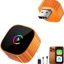 2-in-1 Wireless CarPlay for iPhone & Android Auto, Converts Wired to Wireless CarPlay, 2026 Upgrade, Faster & Stable Connection, Plug & Play, 1080P HD Display,Mini Size, OrangeUSB-A & Type-C Port