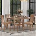 COLAMY Wooden Dining Room Chairs Set of 6, Spindle High Back Windsor Kitchen Side Chair, Farmhouse Dining Chairs for Kitchen, Dining Room, Light Brown