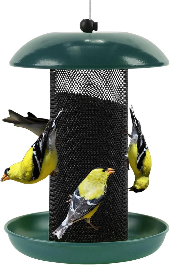Finch Feeders for Outside, Finch Feeder for Nyjer/Thistle Seed, 2 lbs Seed Capacity (Green)