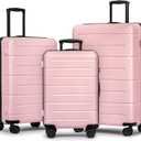KYME Pink Luggage Sets 3 Piece (22in/26in/30in) Hard Shell Suitcases with Wheels Hardside Suitcase Set with TSA Lock Travel Rolling Luggage Set for Women Men