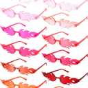 EBOOT 12 Pcs Fire Flame Glasses Fire Shape Sunglasses Funny Glasses Party Decor for Women Men (Pink and Red Series)
