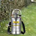 Happybuy 1.5 Gallon Stainless Steel Sprayer, 16" Wand&3.3FT Reinforced Hose, Hand Pump Sprayer with Pressure Gauge, Safety Valve&Adjustable Nozzle, Weed Sprayers for Lawn, Gardening & Sanitizing