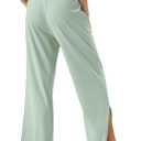 26"/28"/30" Inseam Womens Wide Leg Sweatpants Petite High Waist Summer Pants UPF50 Lightweight Beach with Pocket Split Leg (Small, Greenish Gray)